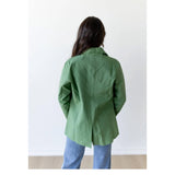 Women's Floral Embroidery Bucking Horse Green Blazer Back View