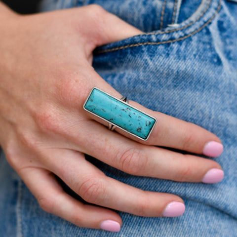 West and Co. Adjustable Turquoise Bar Ring