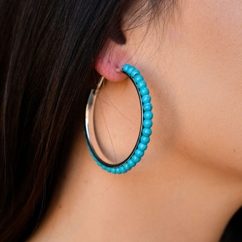 West and Company Silver & Turquoise Hoop Earrrings