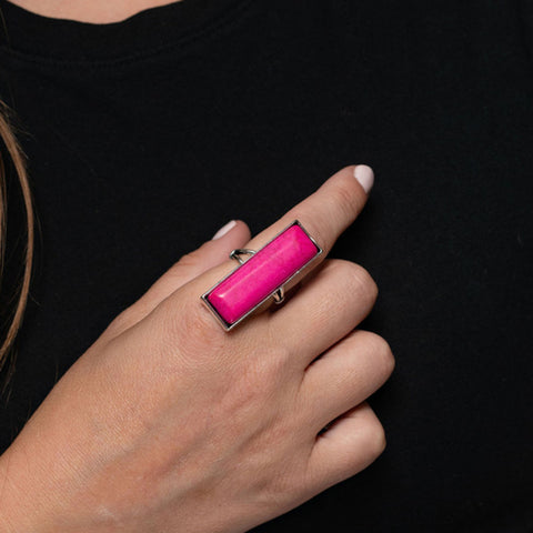 West and Company Adjustable Pink Bar Ring
