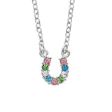 Multi color rhinestone horse shoe necklace - Single 