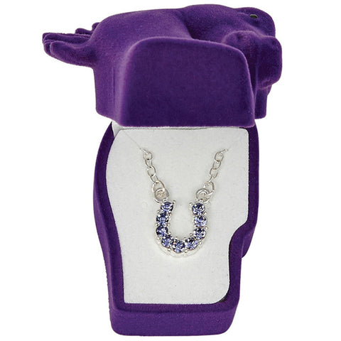 Purple rhinestone Horse Shoe Necklace 