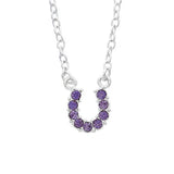 Purple rhinestone horse shoe necklace - Single