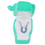 Horseshoe Necklace in Aqua In Box
