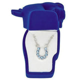 Horseshoe necklace with blue stones in blue box