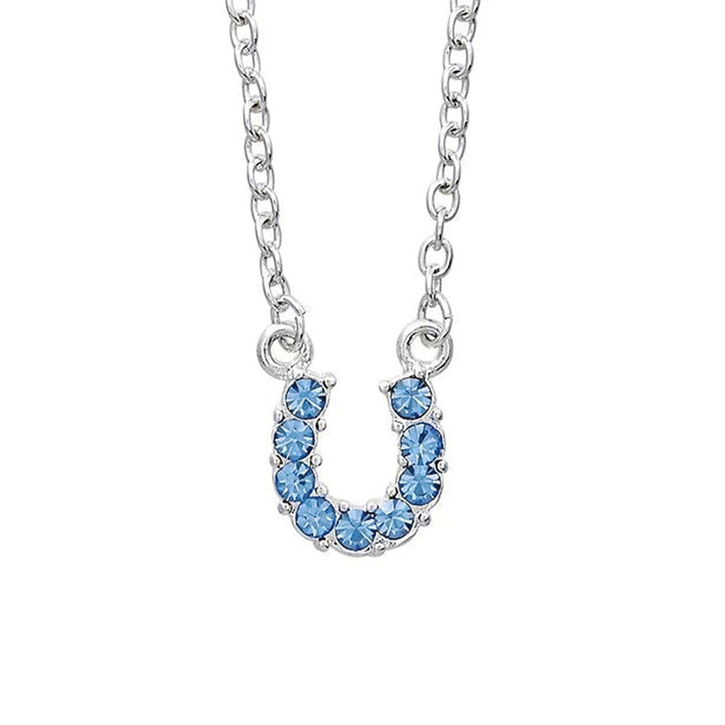 Horseshoe necklace with blue stones