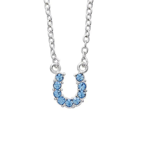 Horseshoe necklace with blue stones