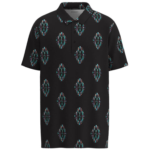 Weekender Polo Black/Turquoise Aztec Golf Pattern