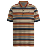 Front View: Serape Polo with three buttons and Hooey Logo on left chest