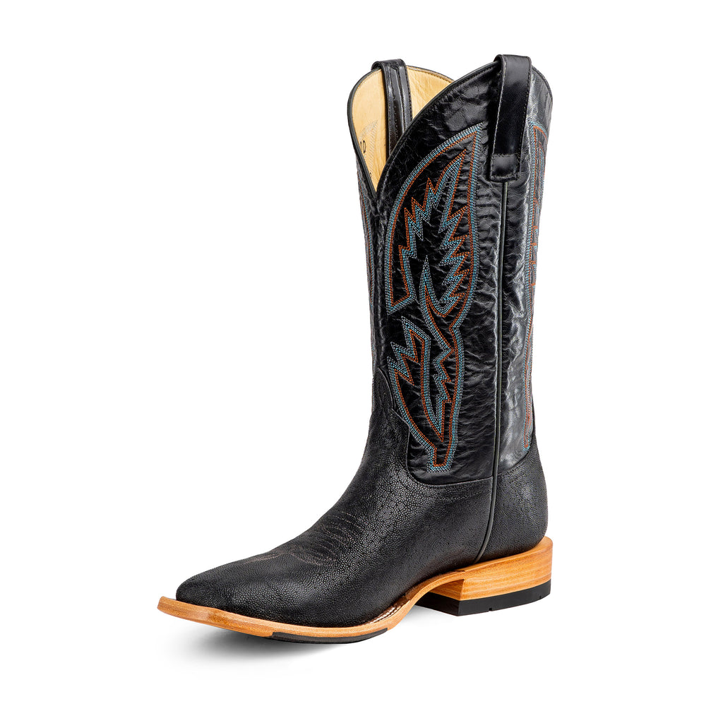  BLACK POLISHED ELEPHANT TOP HAND MENS COWBOY BOOTS