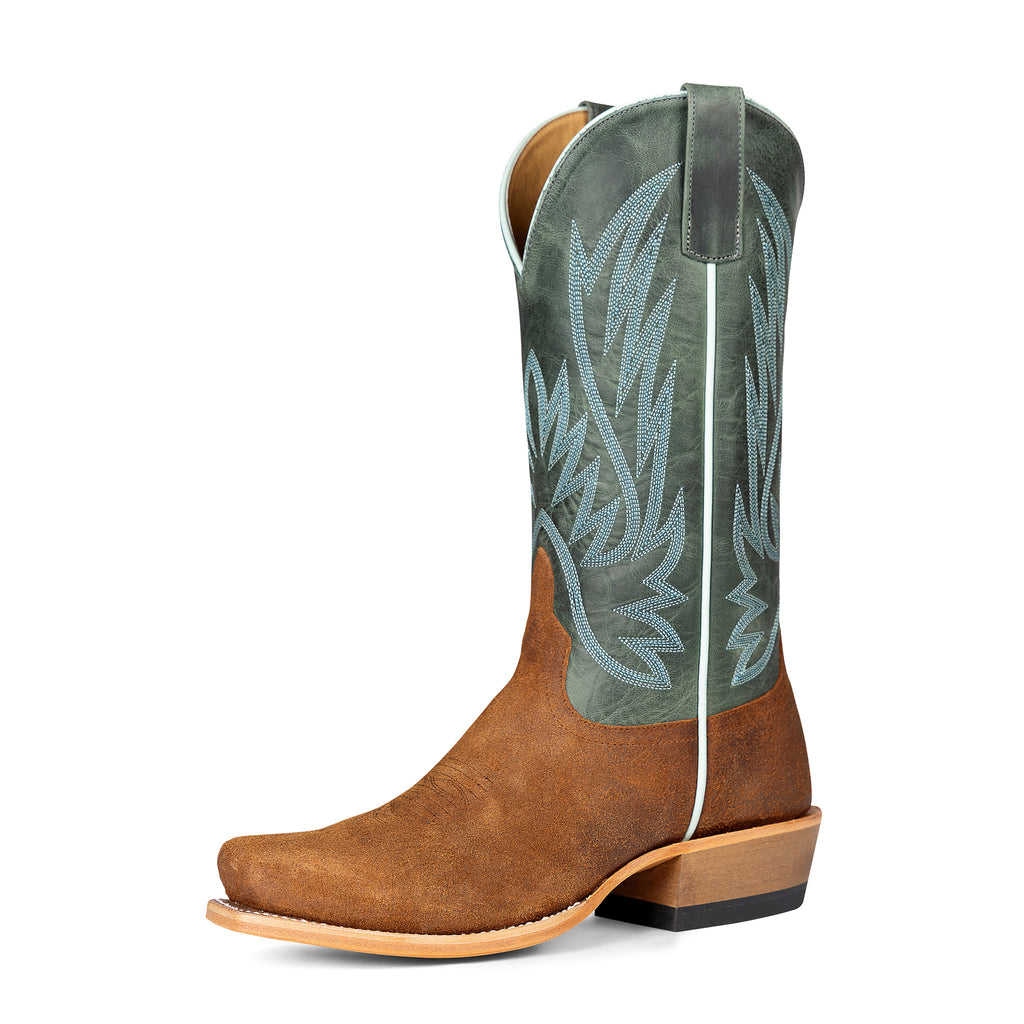 Brown Suede Vamp - Emerald Green Shaft