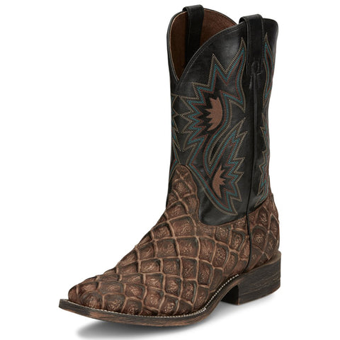 Nocona Men's Brown Fish Print/Black Boots