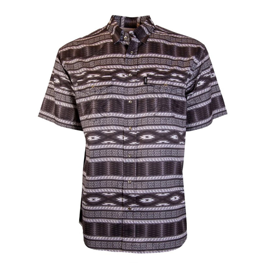 Black/Aztec Short Sleeve Pearl Snap Shirt