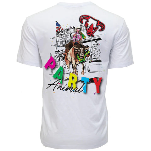 Bad Company T-shirt White w/Multi-Color Party Animal Logo-back view
