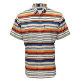 "Sol" Multi Color Serape Short Sleeve Pearl Snap Shirt with Two Chest Pockets