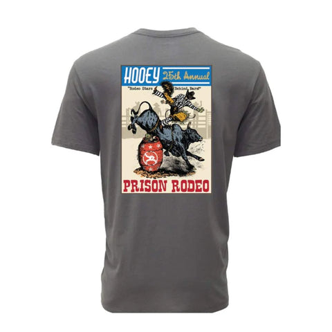Hooey Men's Grey t-shirt with prison rodeo graphic on back
