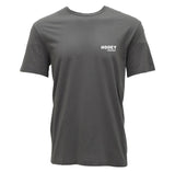 Front side of grey t-shirt with small white HOOEY logo on left chest. 