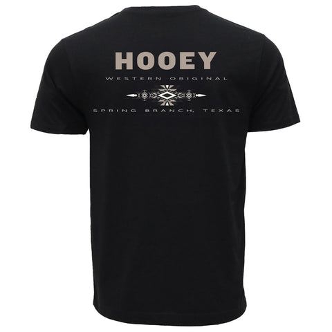 Hooey Men’s Black ‘Peyote’ T‑shirt, back view showing the peyote‑inspired Hooey graphic on a white background.