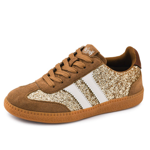 Side view of Corky's Chestnut Glitter Shoes.