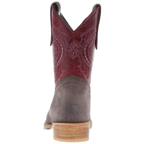 R. Watson Kids Charcoal Rough Out Square Toe Boot