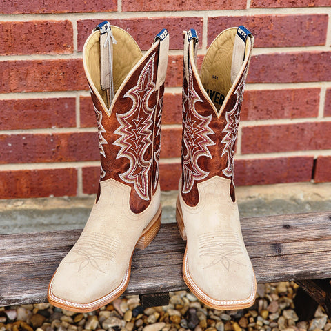 Front view Hyer Sand Roughout with Boot stitching 