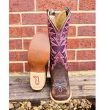 Chocolate Roughout with boot stitching and leather sole 