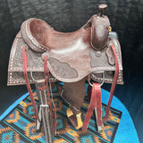 HR Saddlery 16 Inch Signature Chocolate Cowhorse with White Buck Stitching