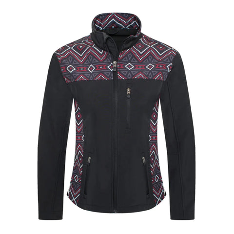 Rodeo Women's Black & Red Aztec Softshell Jacket