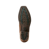 Bottom side view of the Ariat Men's Fiery Brown Roughstock Hybrid Cowboy Boots.
