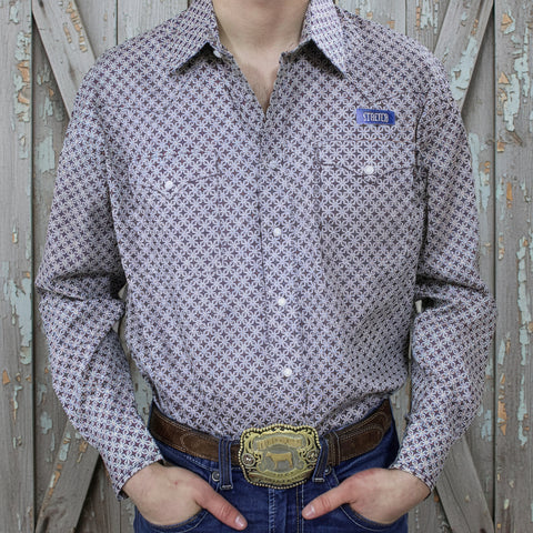 Panhandle Slim Men's Khaki Diamond Print Long Sleeve Shirt