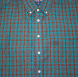 Close up view of the shirt design, shirt also features one open chest pocket on the left side. 