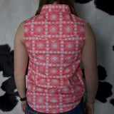 Back side view of the shirt. It features a western yoke with thick stitching. 