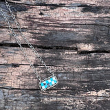 "Kylee" Checkerboard Turquoise Inlay Bar Necklace