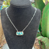 "Kylee" Checkerboard Turquoise Inlay Bar Necklace