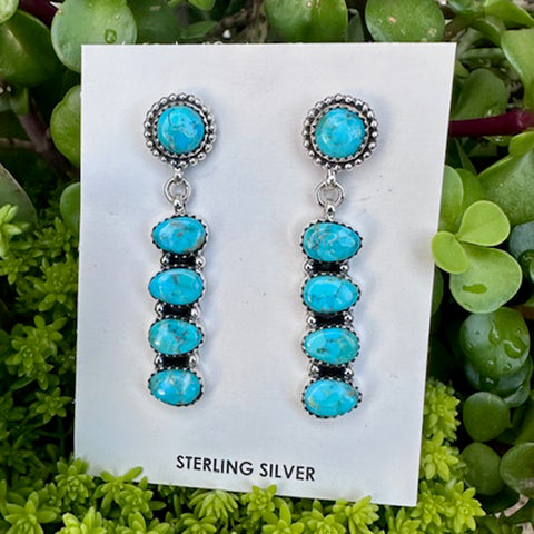 "Shad" 5 Stone Turquoise Dangles