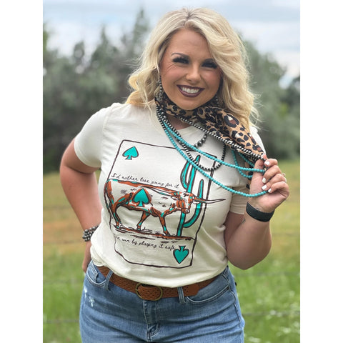 Longhorn, ace of spades, T-shirt, short sleeve