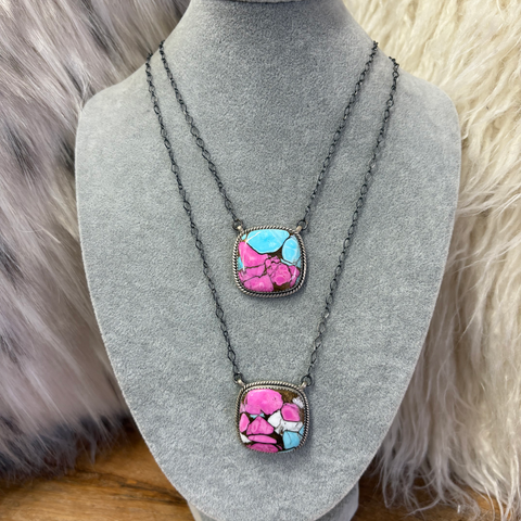"Page" Cotton Candy Square Necklace