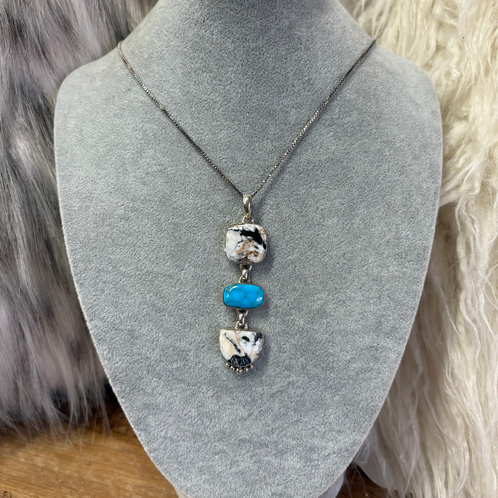 "Shane" White Buffalo & Turquoise Necklace