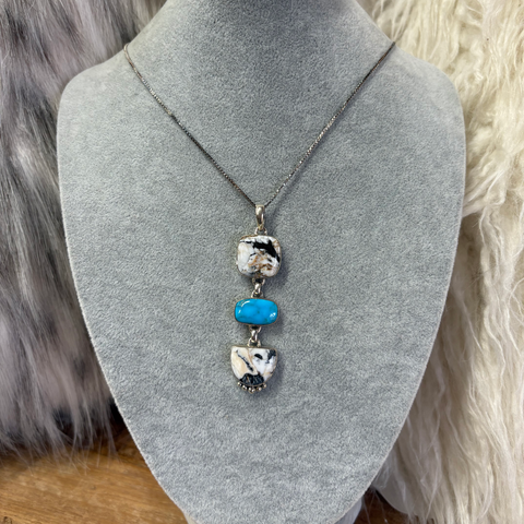 "Shane" White Buffalo & Turquoise Necklace
