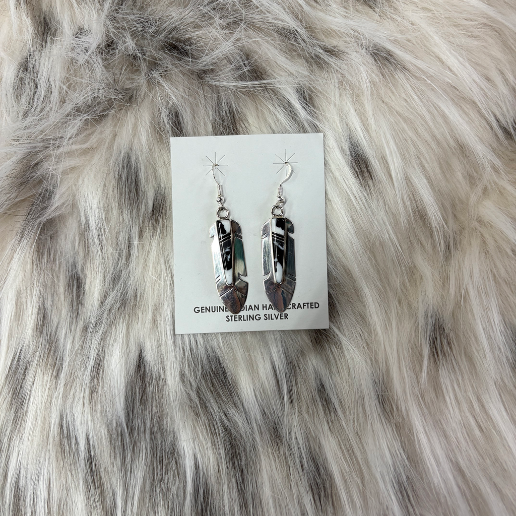 "Drew" Feather White Buffalo Earrings