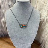 "Livia" Orange & Turquoise Cactus Necklace