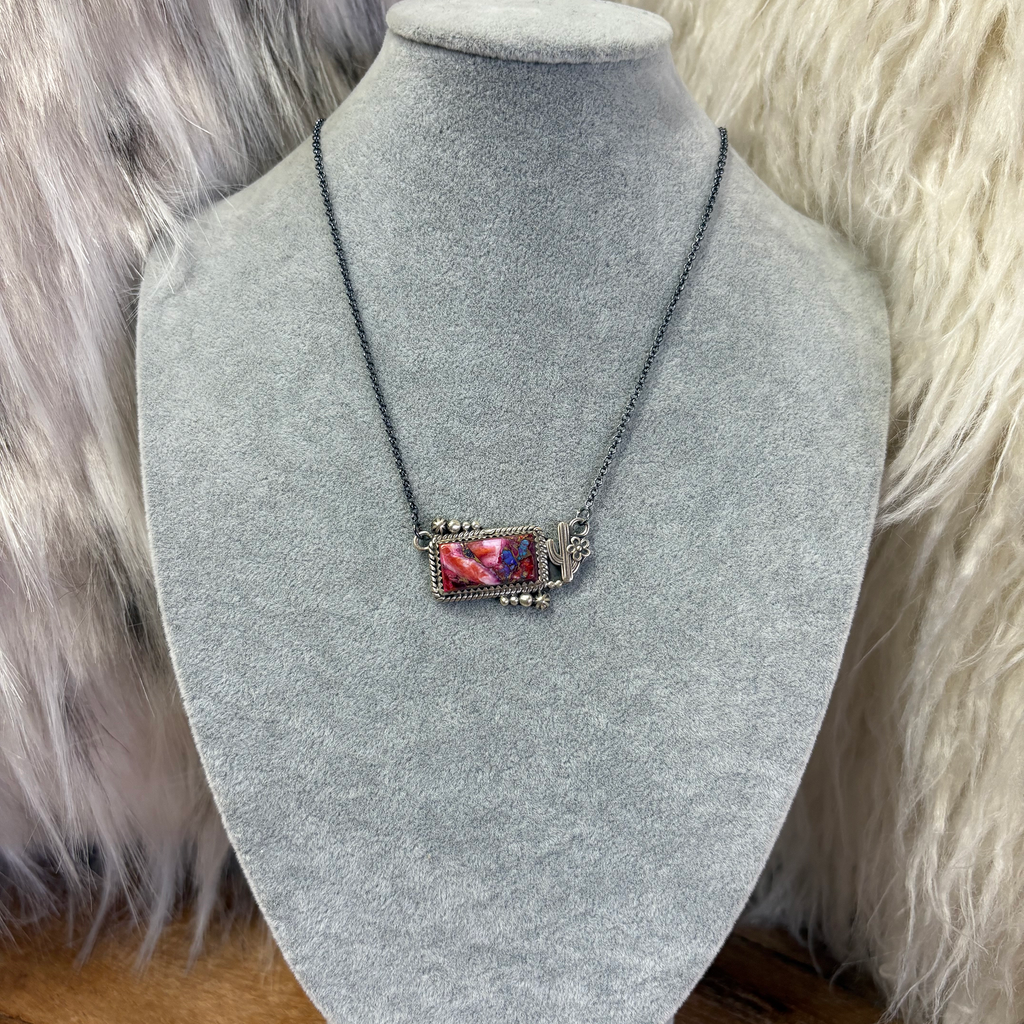 "Jazzy" Pink & Purple Cactus Necklace