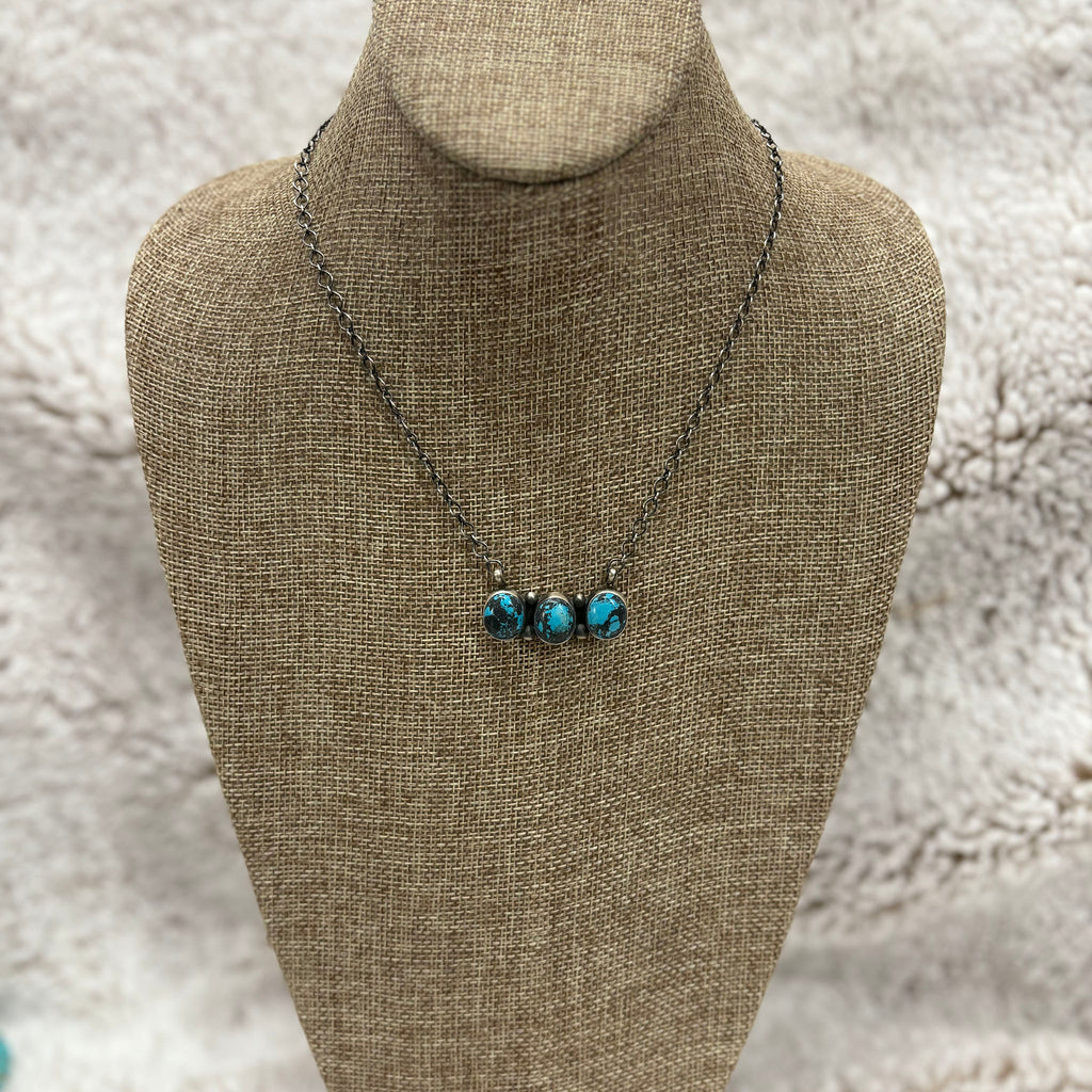3 stone horizontal bar with Kingman turquoise 