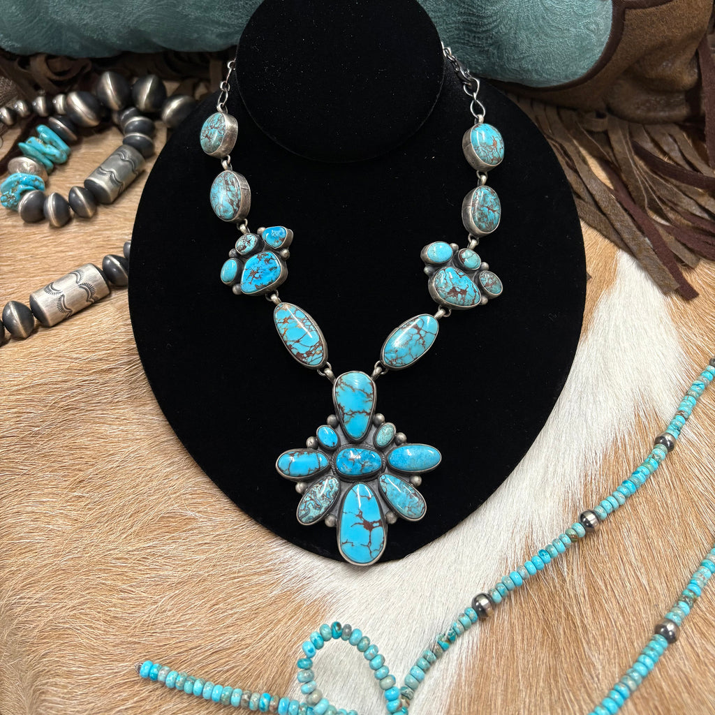 23 Egyptian turquoise stone necklace 