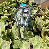 side view of the sterling silver cuff with kingman turquoise middle stone