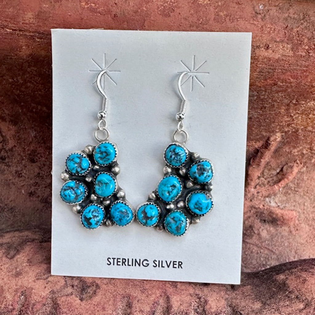Turquoise  6 Stone Cluster Dangles