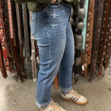 Side view of the jeans.