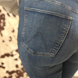 Close up view of the pockets, Light brown stitching.