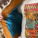 Inside view of the lining, turquoise colored lining.