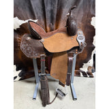 HR Saddlery Chocolate Pencil Roll Barrel Saddle